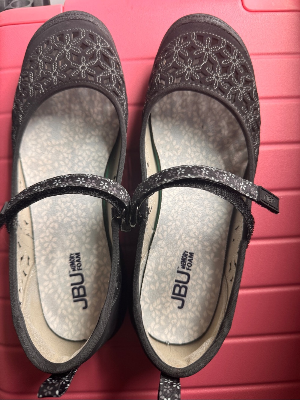JBU by Jambu Wildflower MJ Black Vegan Textile Comfort Mary Jane Shoes 9 WIDE